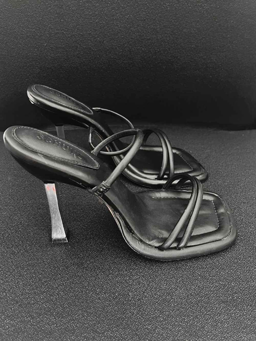 Schutz Women's "Agatha" Black Strappy Leather Square Toe Sandals Size: 8.5B - Picture 2 of 13